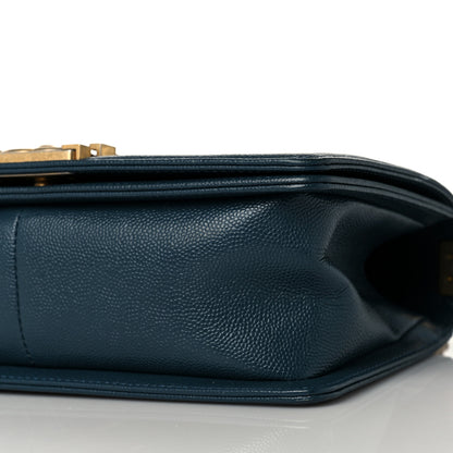 Chanel Caviar Chevron Quilted Medium Boy Flap Blue 9 of 10