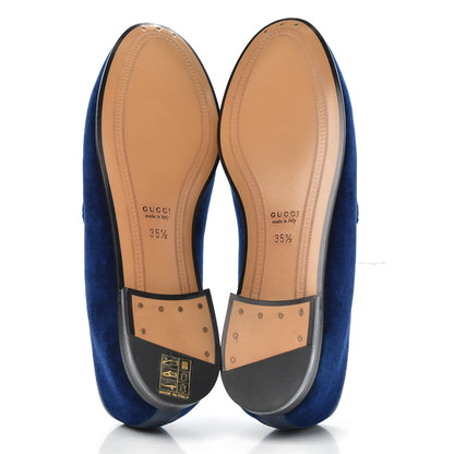 Gucci Velvet Horsebit Womens Jordaan Loafers 35.5 Blue Cobalt 5 of 10