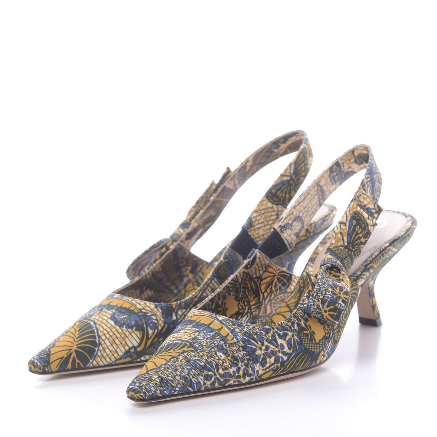 Toile De Jouy Sweet D Slingback Pumps 36.5 Blue Yellow