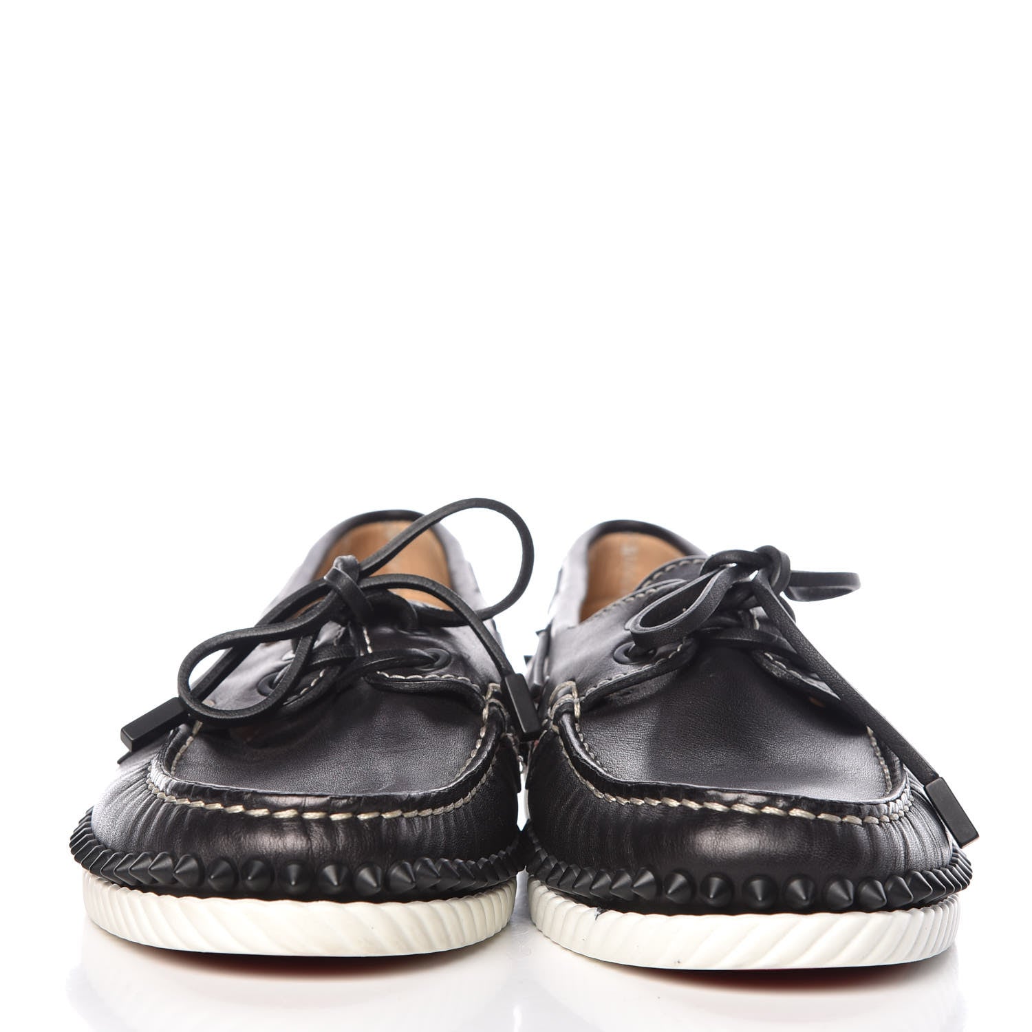 Christian Louboutin Calfskin Mens Steckel Spikes Boat Shoe 39 Black 2 of 11