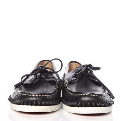 Christian Louboutin Calfskin Mens Steckel Spikes Boat Shoe 39 Black 2 of 11
