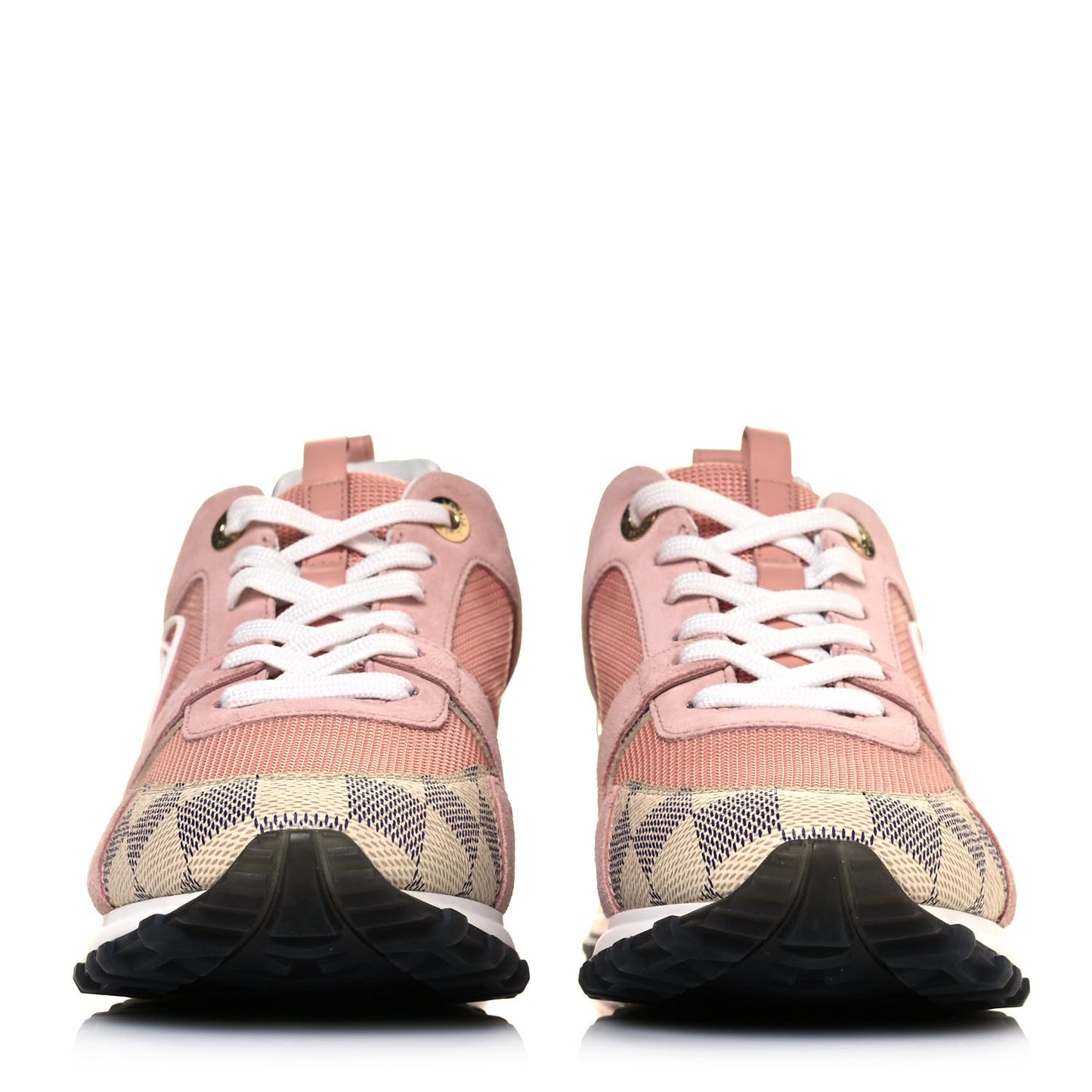 Suede Damier Azur Run Away Sneakers 38 Pink
