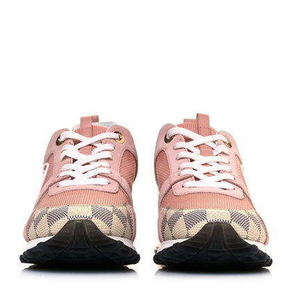 Louis Vuitton Suede Damier Azur Run Away Sneakers 38 Pink 2 of 7