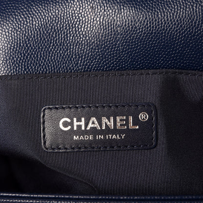 Chanel Caviar Chevron Quilted Medium Boy Flap Navy 6 of 7