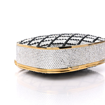 Judith Leiber Swarovski Crystal Minaudiere Clutch Gold Black Silver 8 of 10