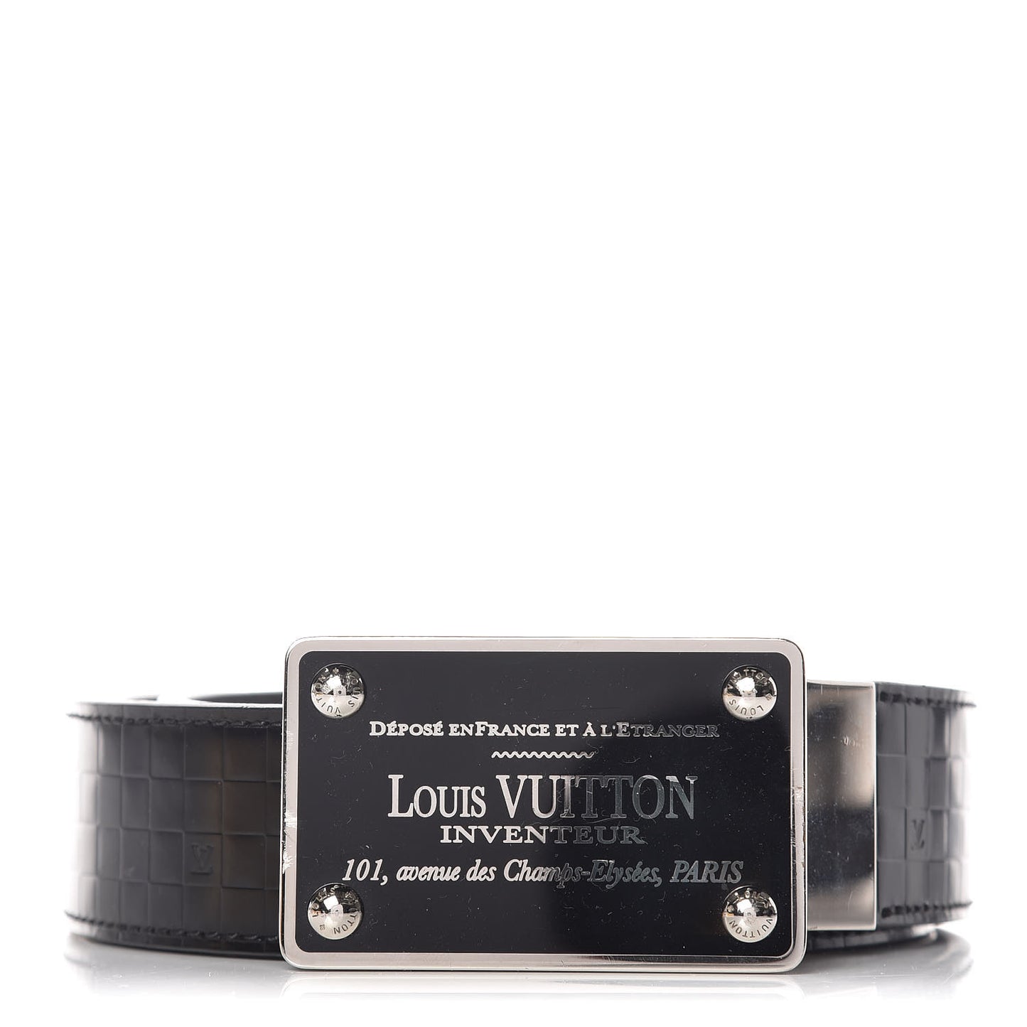 Calfskin Damier Embossed Inventeur Reversible Belt 100 40