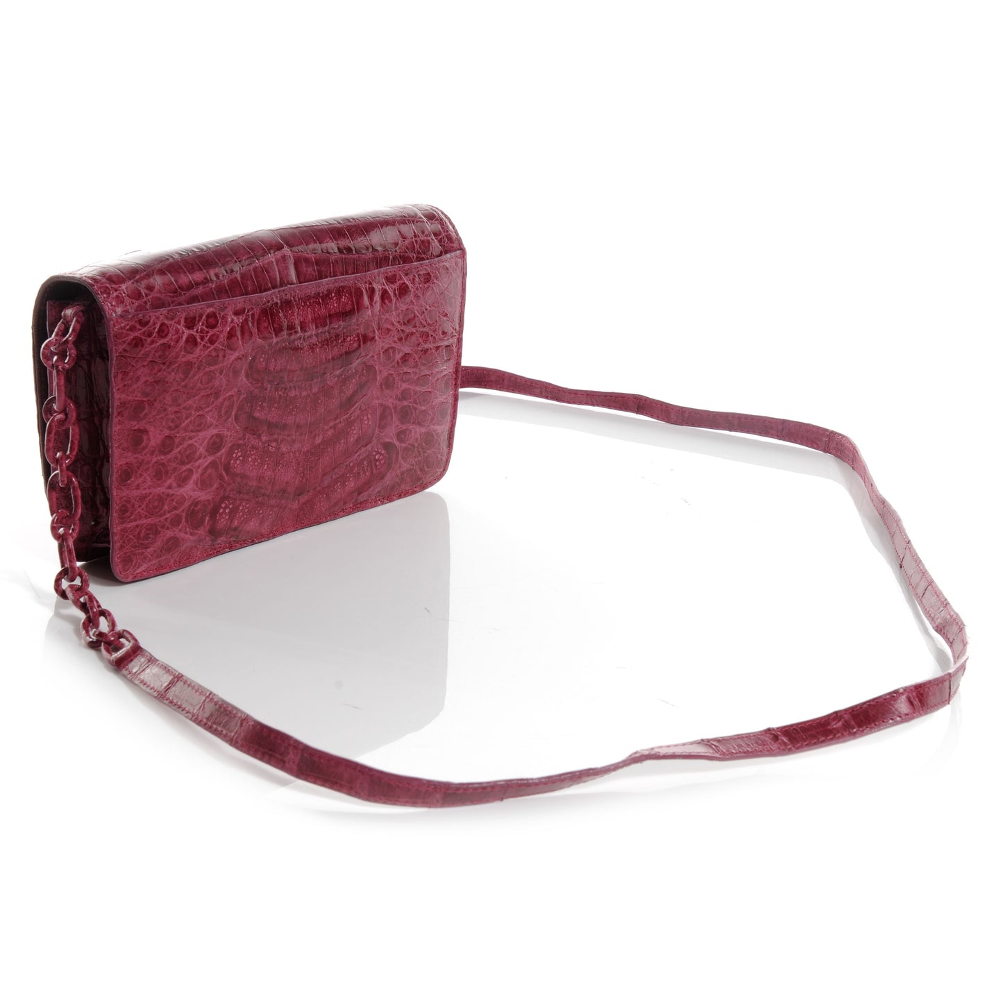 Crocodile Flap Crossbody Fuchsia