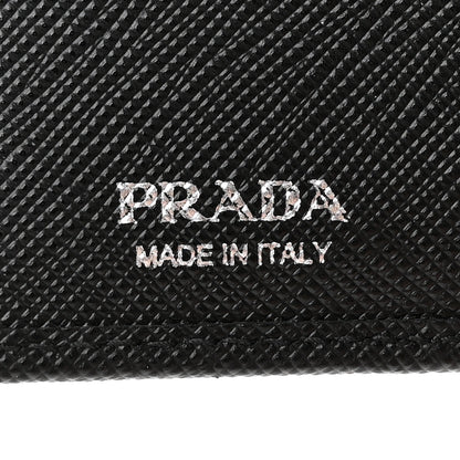 Prada Saffiano Small Triangle Bi-Fold Wallet Black 6 of 10