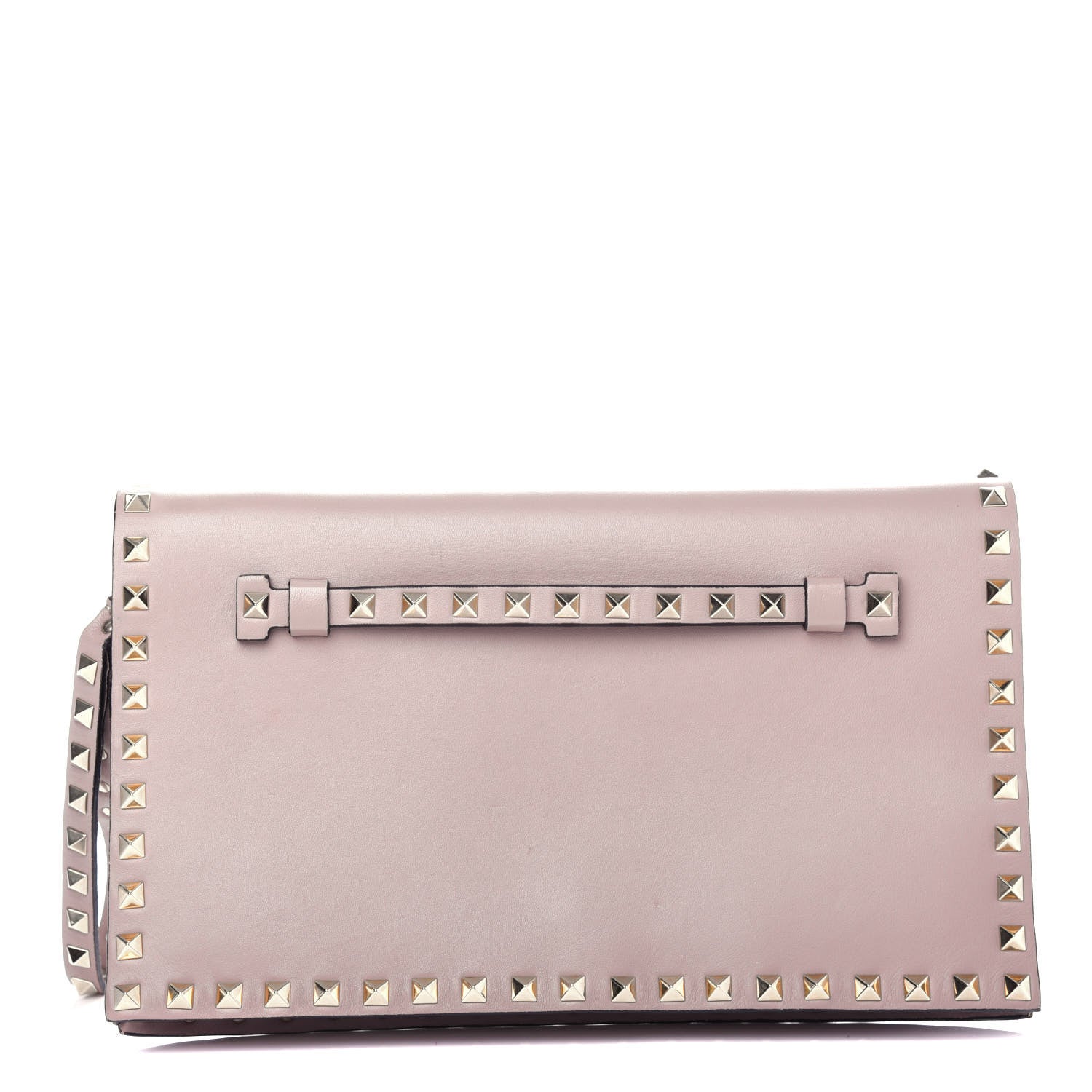 Valentino Garavani Nappa Rockstud Wristlet Clutch Poudre 1 of 8