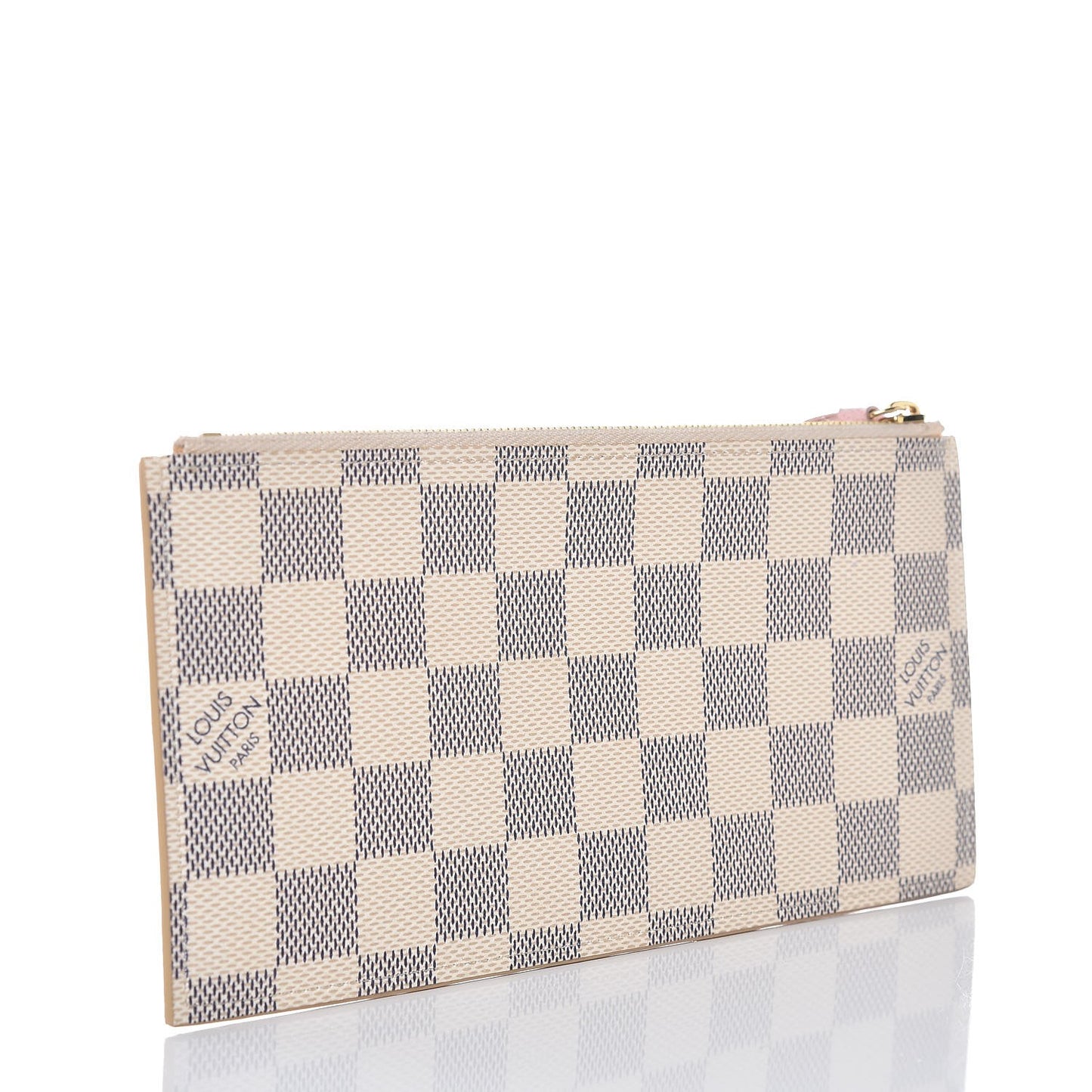 Damier Azur Felicie Chain Wallet Zippered Insert Rose Ballerine