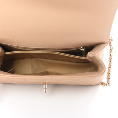 Chanel Caviar Chevron Quilted Mini Coco Handle Flap Beige 5 of 12