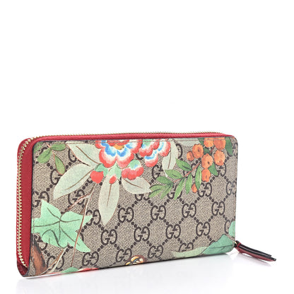 Gucci GG Supreme Monogram Tian Zip Around Wallet Beige Multicolor Red 3 of 7