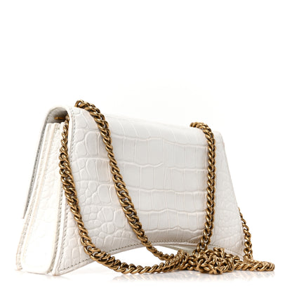 Balenciaga Calfskin Crocodile Small Crush Chain Bag White 3 of 10