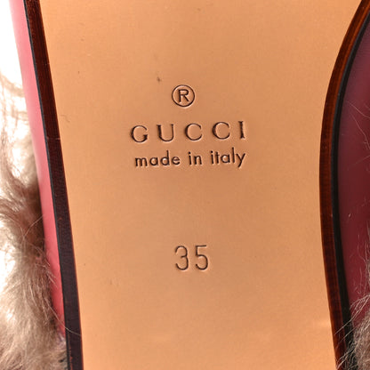 Gucci Calfskin Fur Womens Princetown Slippers 35 Lipstick Rose Natural 8 of 9