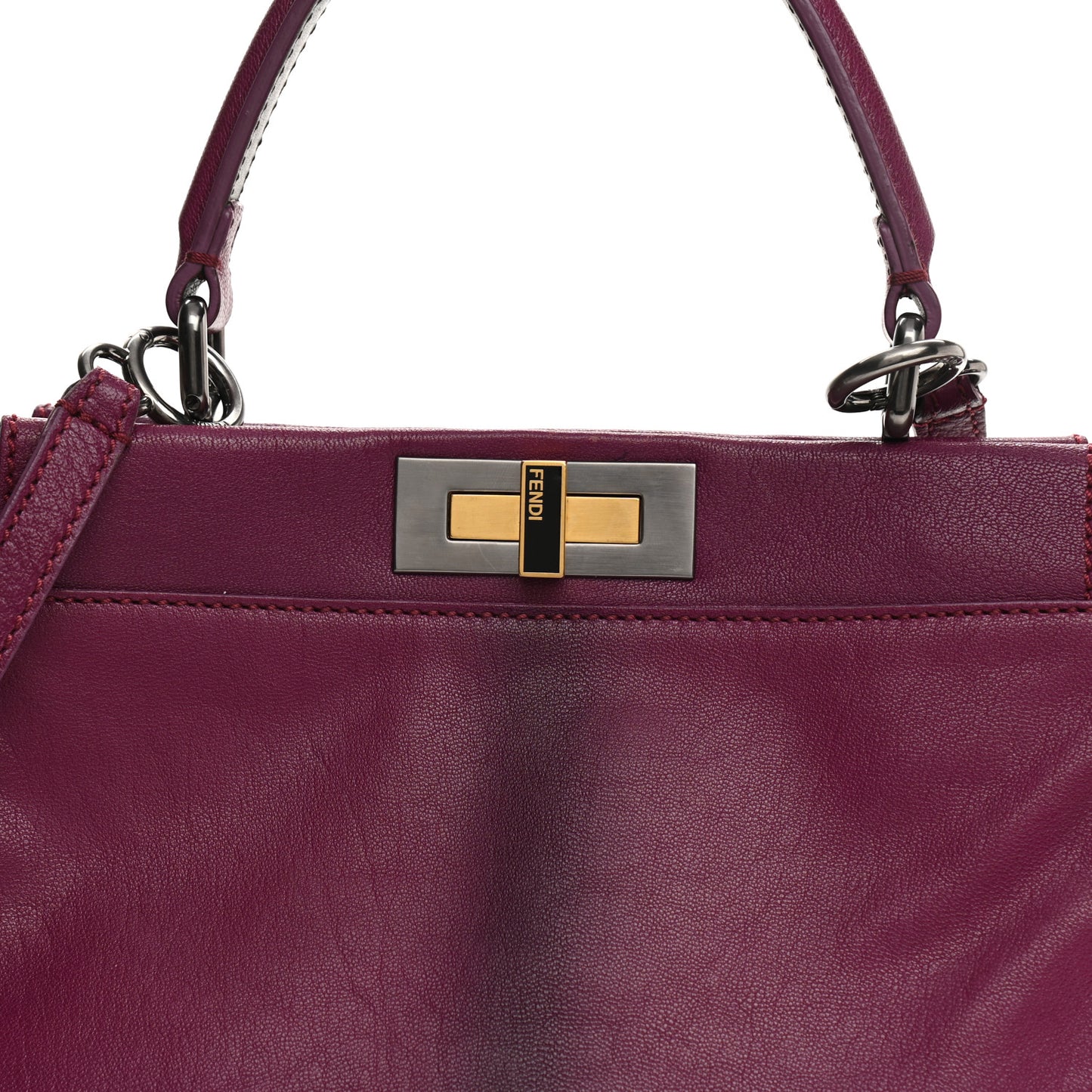 Goatskin Zucca Medium Peekaboo Iconic Satchel Ciclamino Tobacco Moro