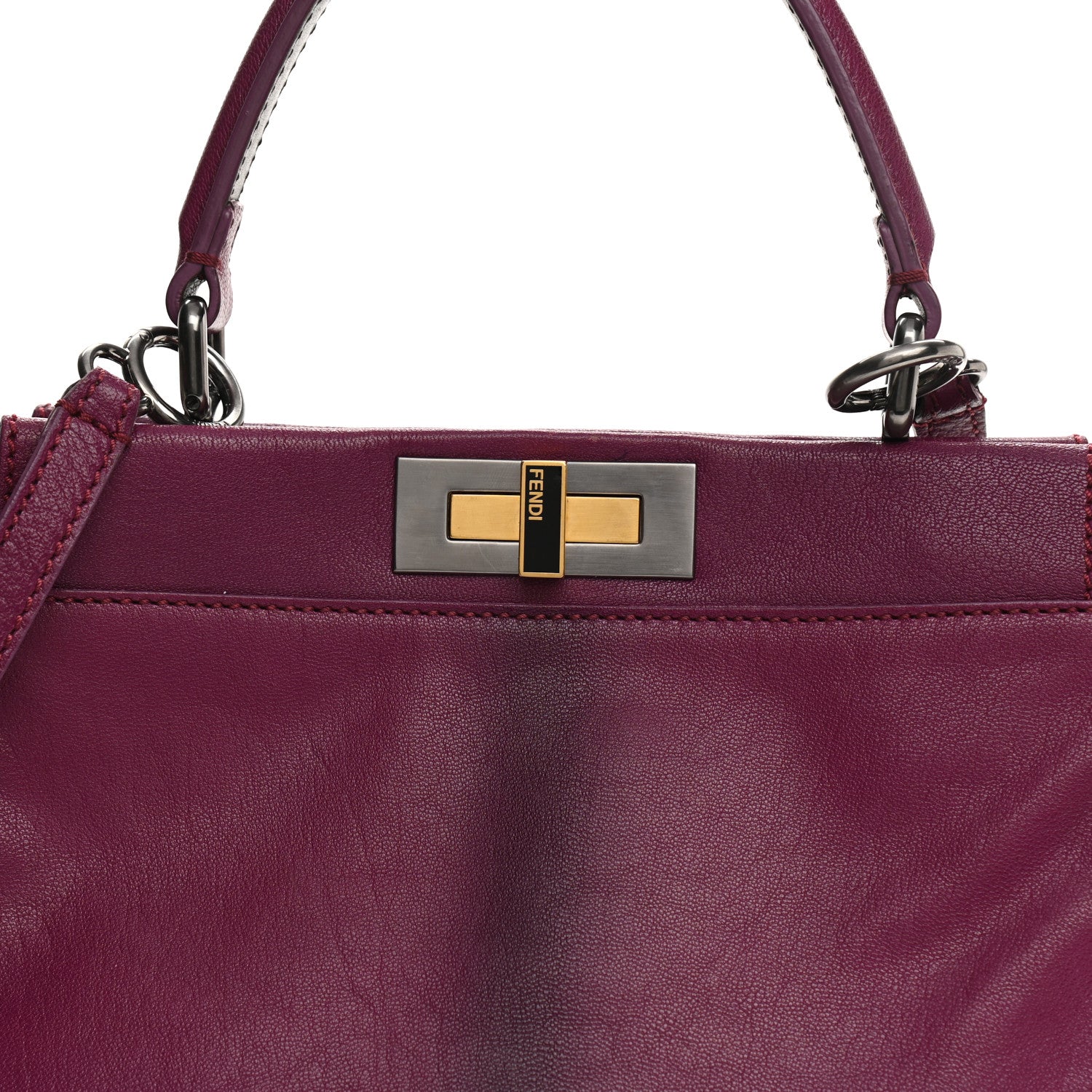 Fendi Goatskin Zucca Medium Peekaboo Iconic Satchel Ciclamino Tobacco Moro 9 of 12