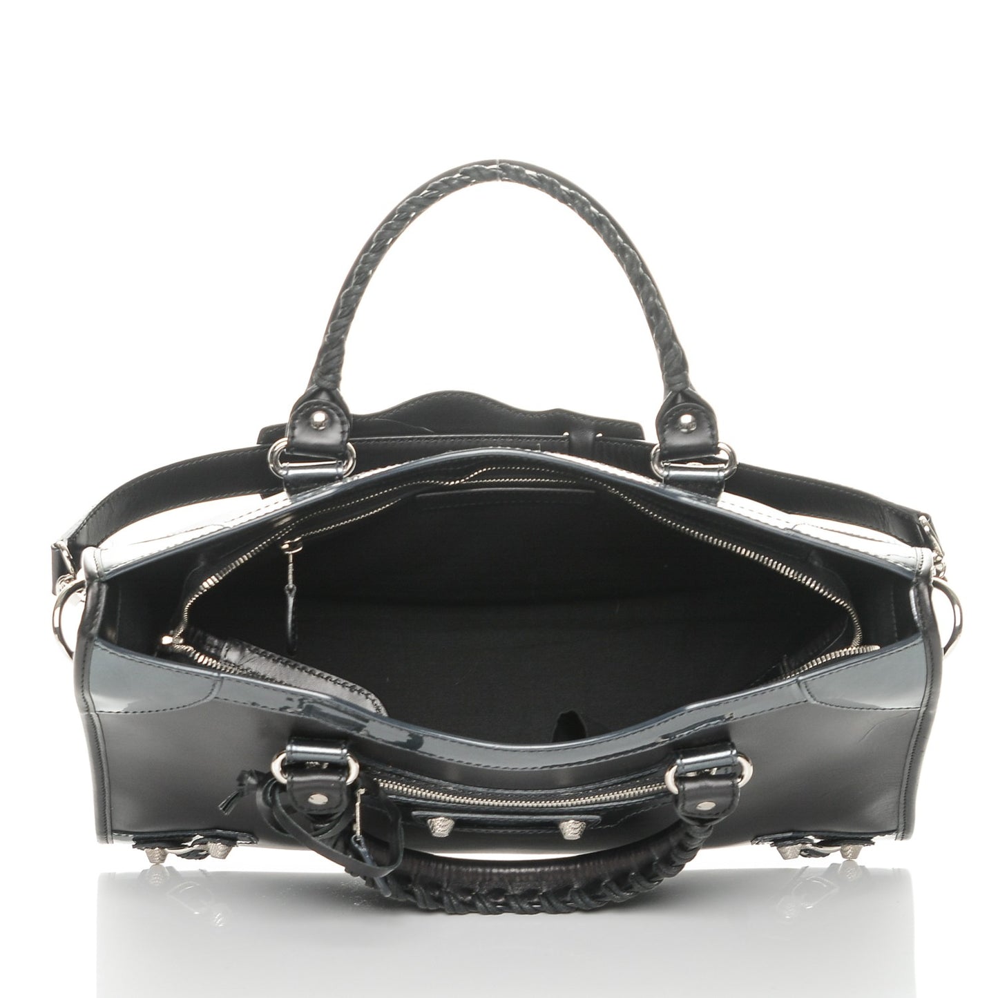 Smooth Calfskin Metallic Patent Giant 12 Silver Hardware City Black Gris