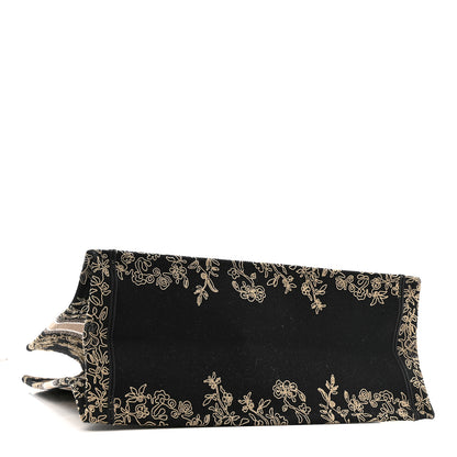 Christian Dior Canvas Embroidered Large Ornamental Cornely Book Tote Black Beige 4 of 14