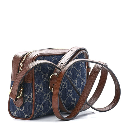 Gucci New Denim GG Monogram Dollar Calfskin Mini Ophidia Shoulder Bag Blue Tea Cuir Epilog 3 of 11