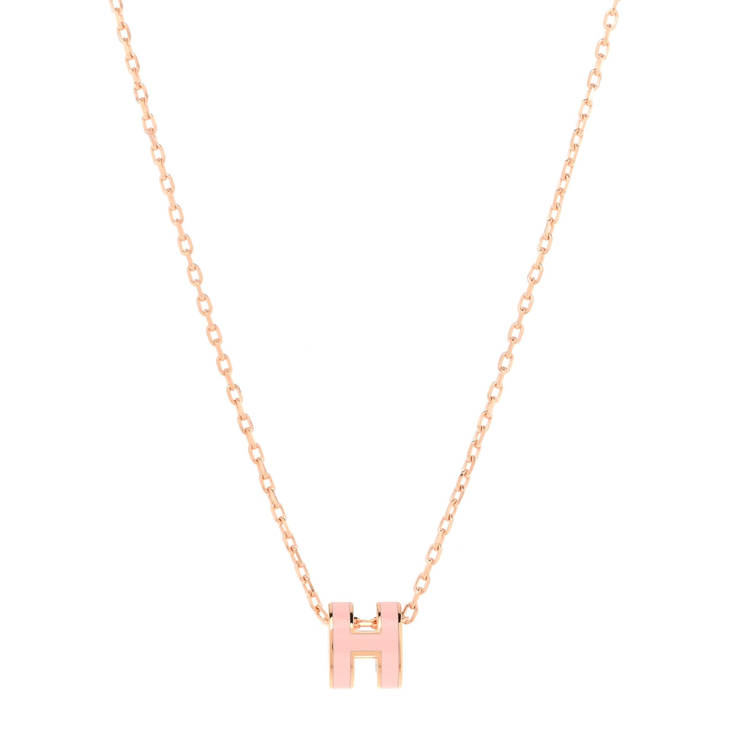 Lacquered Rose Gold Mini Pop H Pendant Necklace Rose Dragee