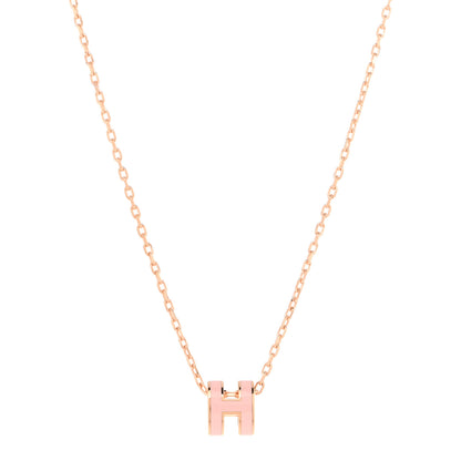 Hermes Lacquered Rose Gold Mini Pop H Pendant Necklace Rose Dragee 1 of 8