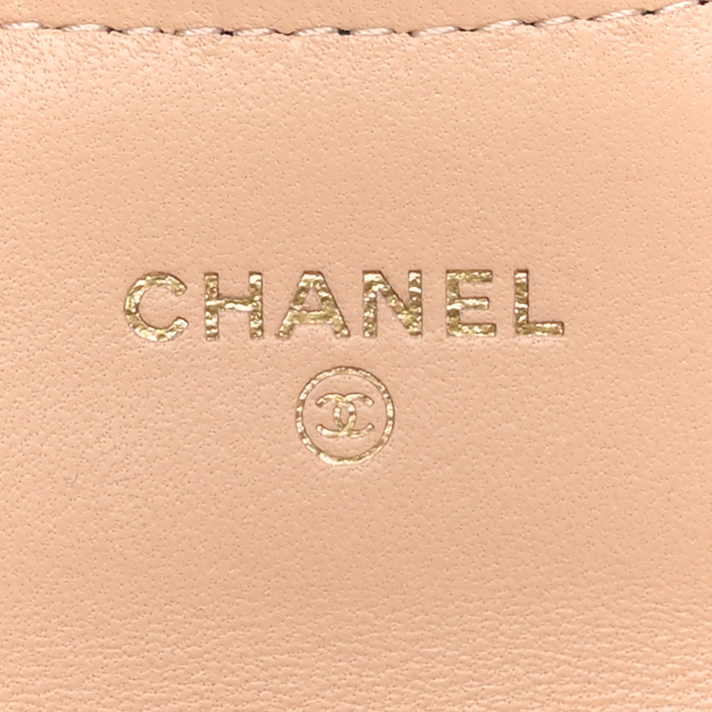 Lambskin Quilted Flap Card Holder Wallet Beige