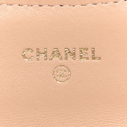 Chanel Lambskin Quilted Flap Card Holder Wallet Beige 6 of 9