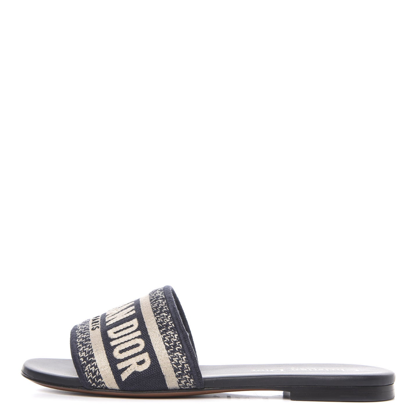 Canvas Embroidered Dway Mules Slide Sandals 34 Deep Blue