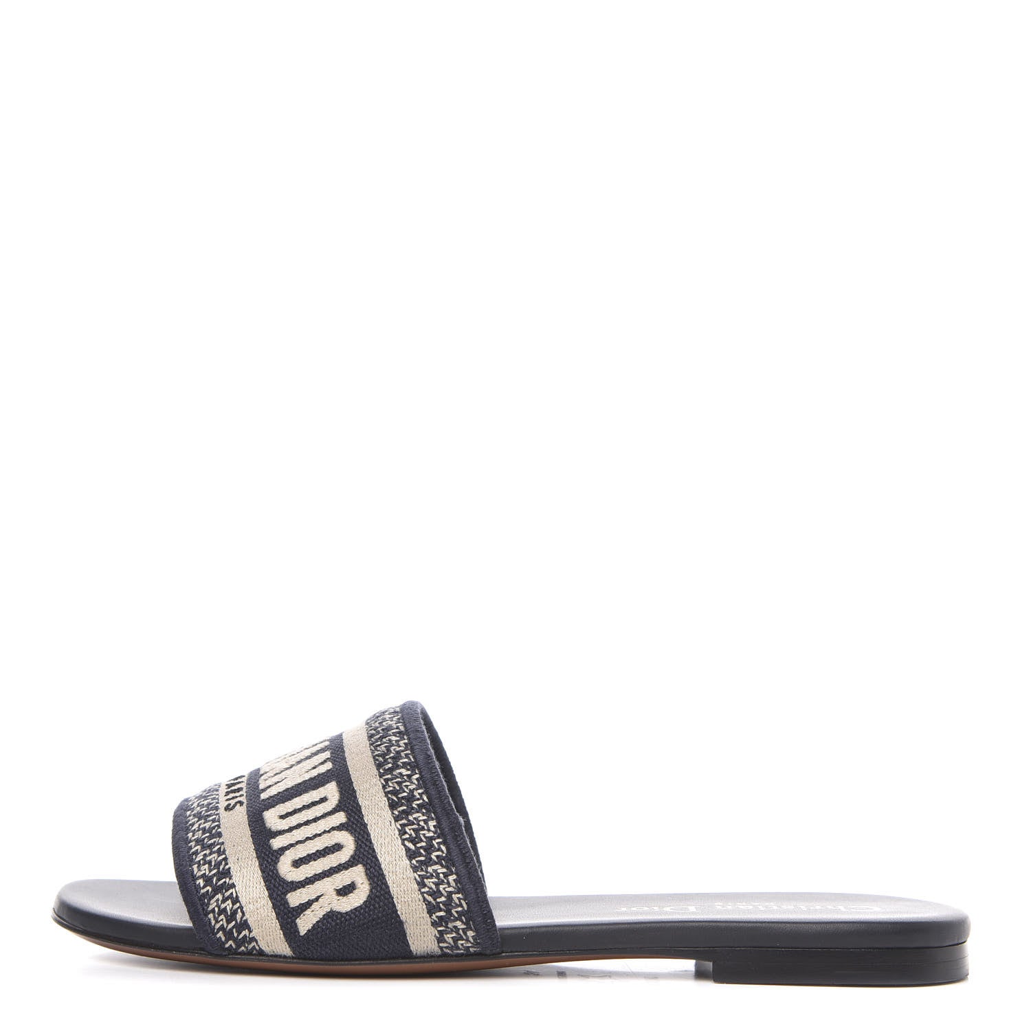 Christian Dior Canvas Embroidered Dway Mules Slide Sandals 34 Deep Blue 1 of 10