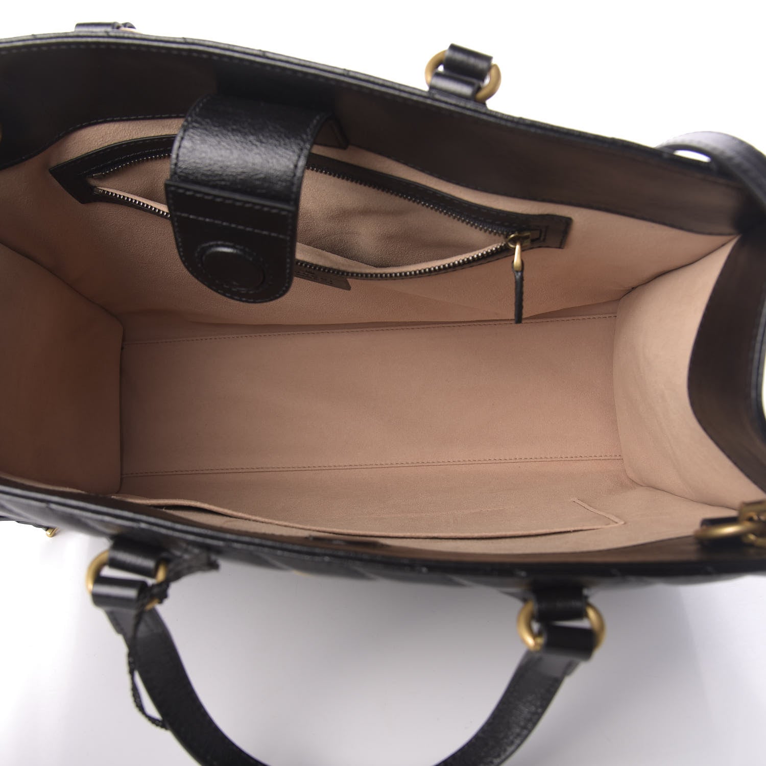 Gucci Azalea Calfskin Matelasse Diagonal GG Marmont Tote Bag Black 5 of 10