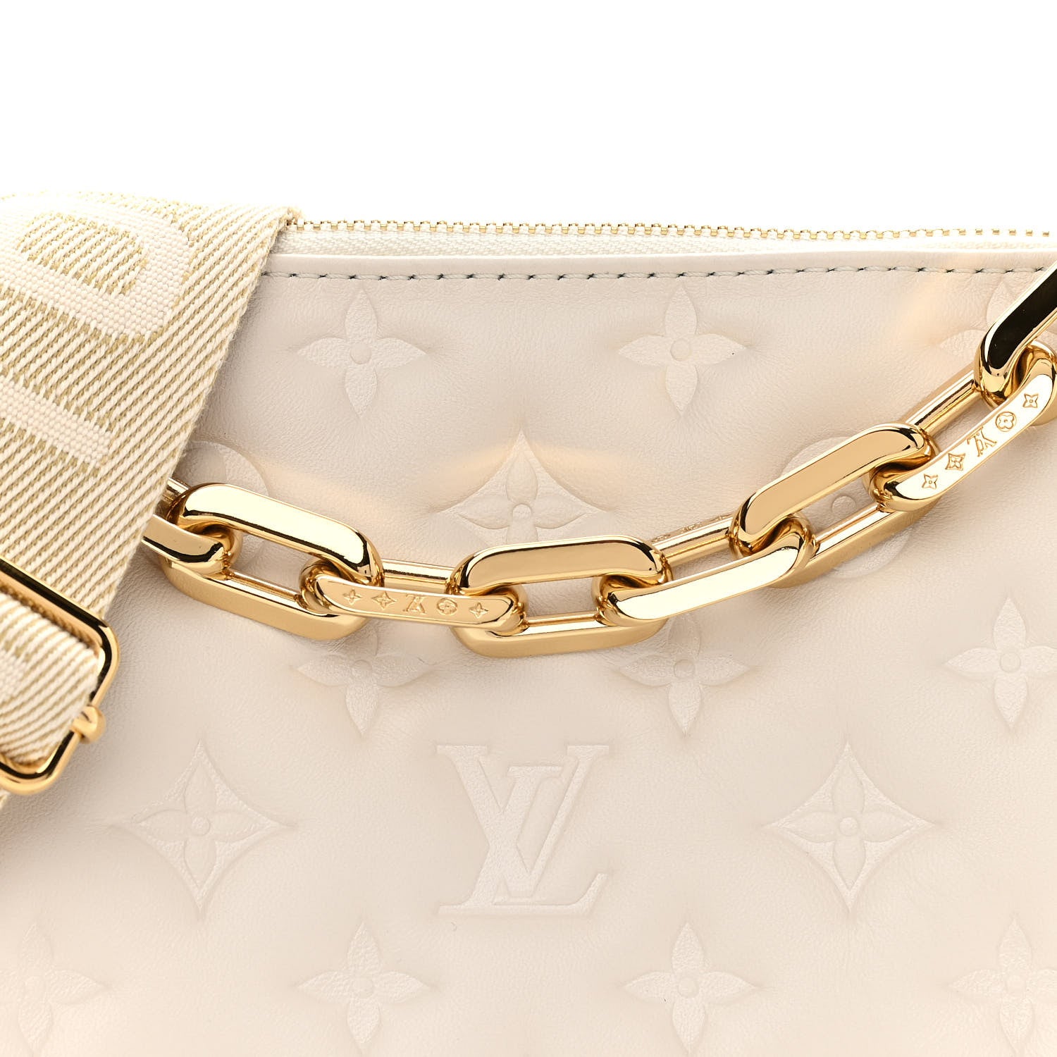 Louis Vuitton Lambskin Embossed Monogram Coussin PM Cream 7 of 10