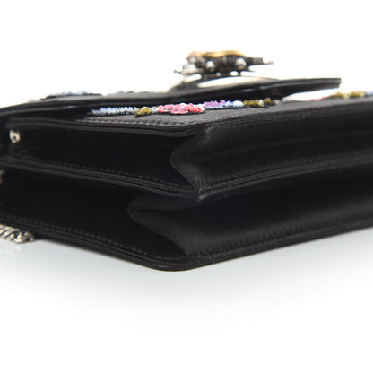Alexander McQueen Satin Floral Embroidered Mini Insignia Flap Black 9 of 12