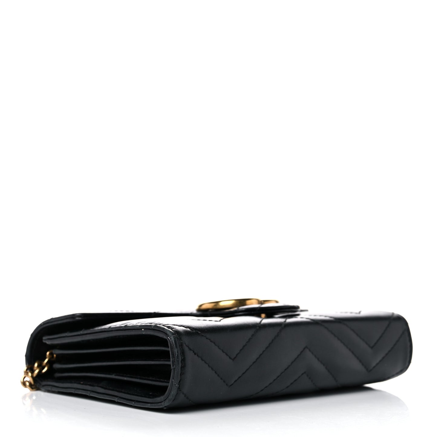 Calfskin Matelasse GG Marmont Chain Wallet Black