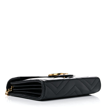 Gucci Calfskin Matelasse GG Marmont Chain Wallet Black 4 of 25