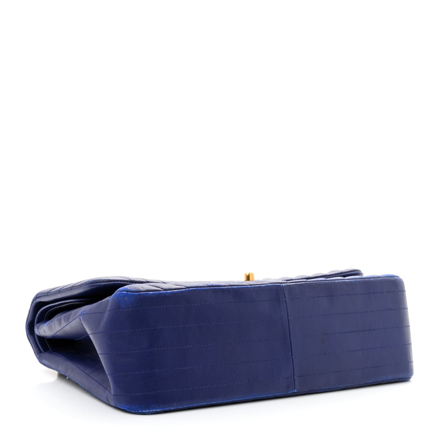 Lambskin Chevron Quilted Jumbo Double Flap Blue
