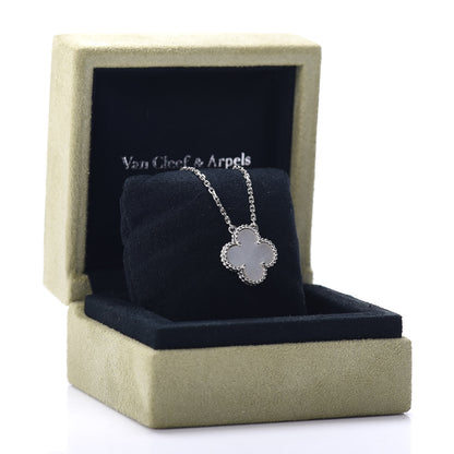 Van Cleef & Arpels 18K White Gold Mother of Pearl Vintage Alhambra Pendant Necklace 5 of 5
