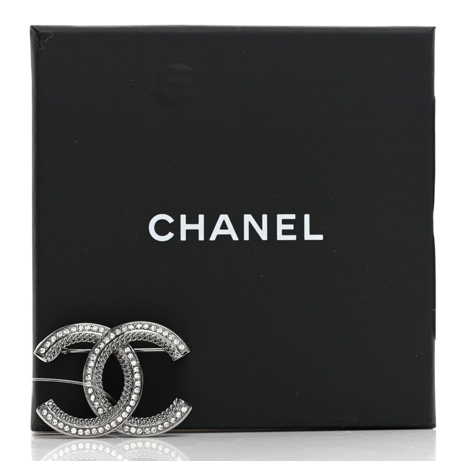 Chanel Crystal Chain CC Brooch Silver 4 of 4
