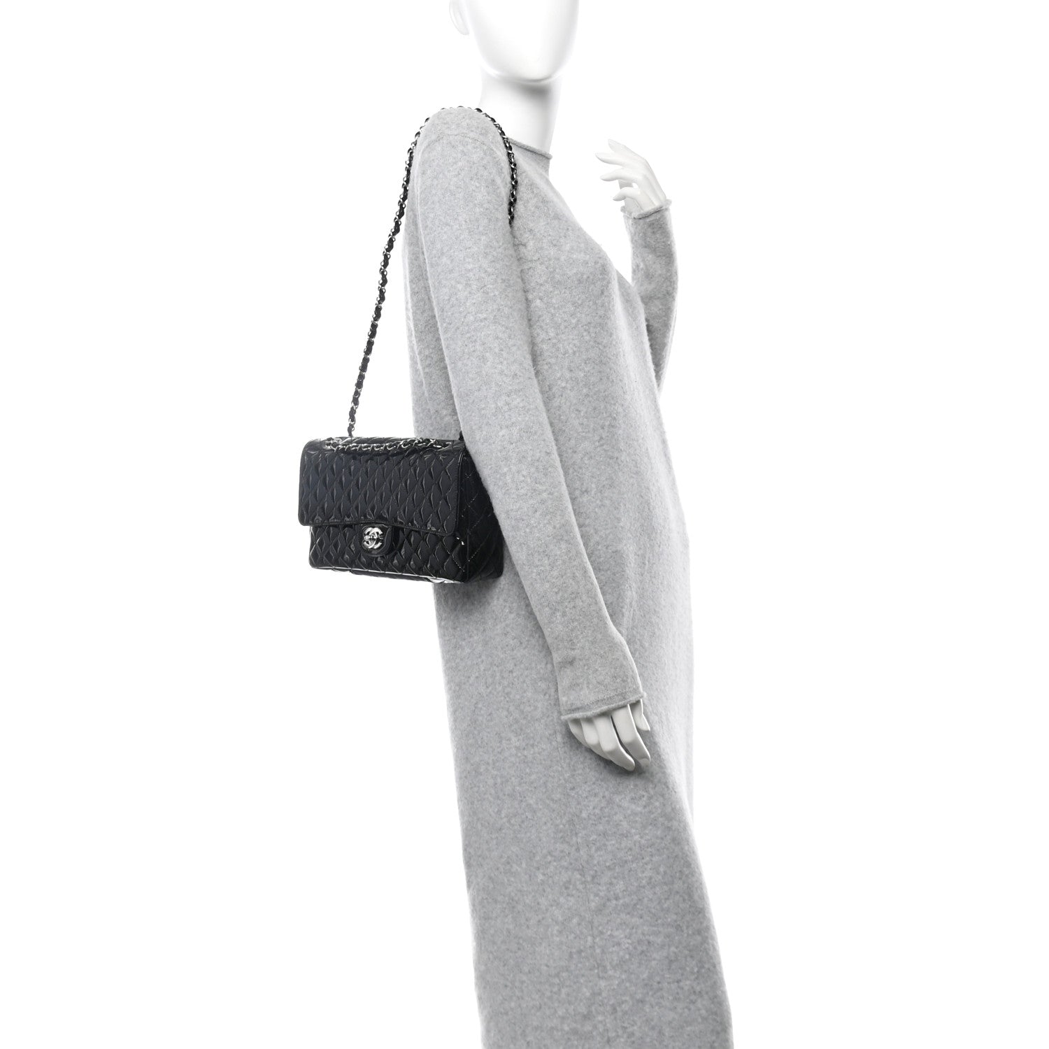 Chanel Patent Quilted Secret Label Medium Flap Black 2 of 11