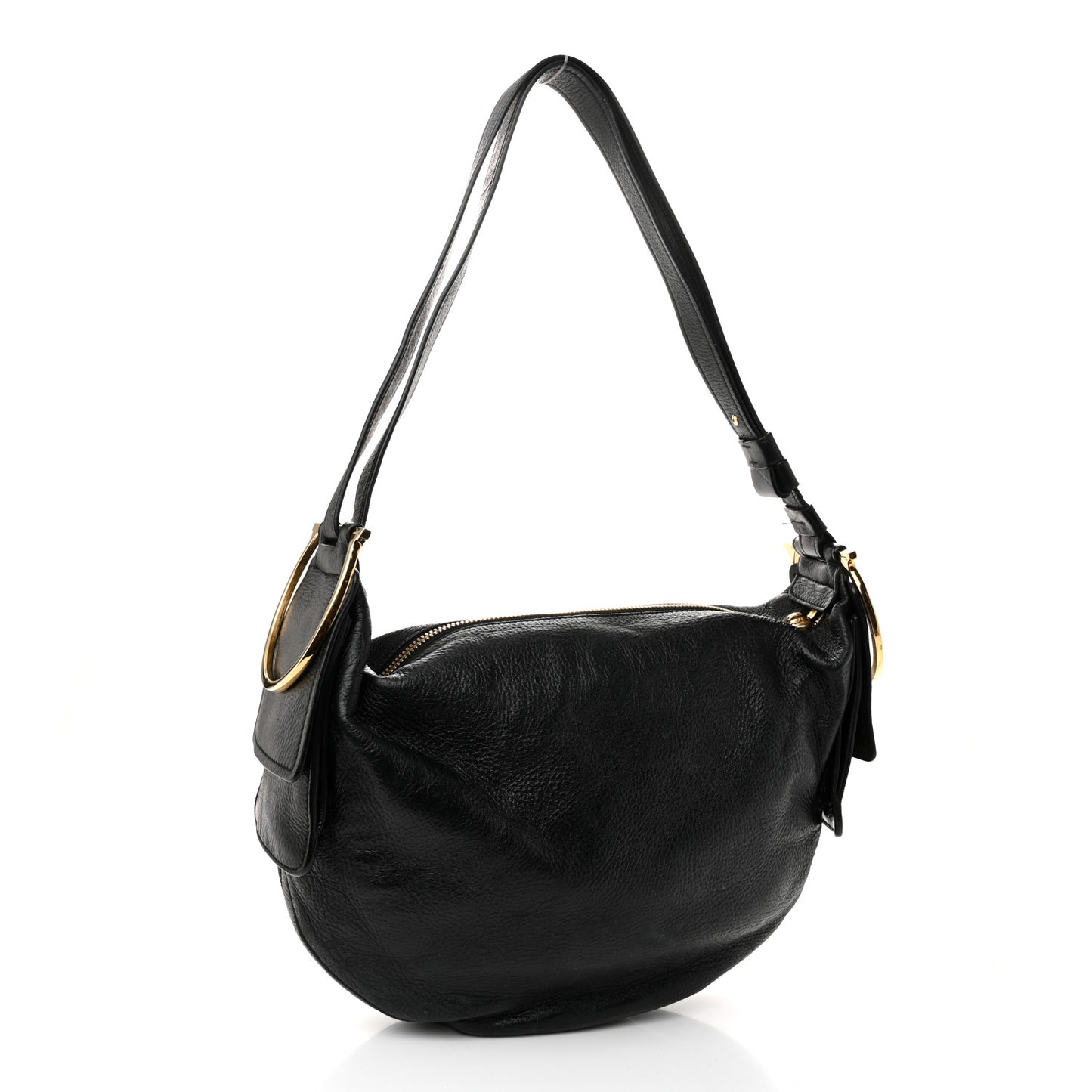 Grained Calfskin Hobo Black