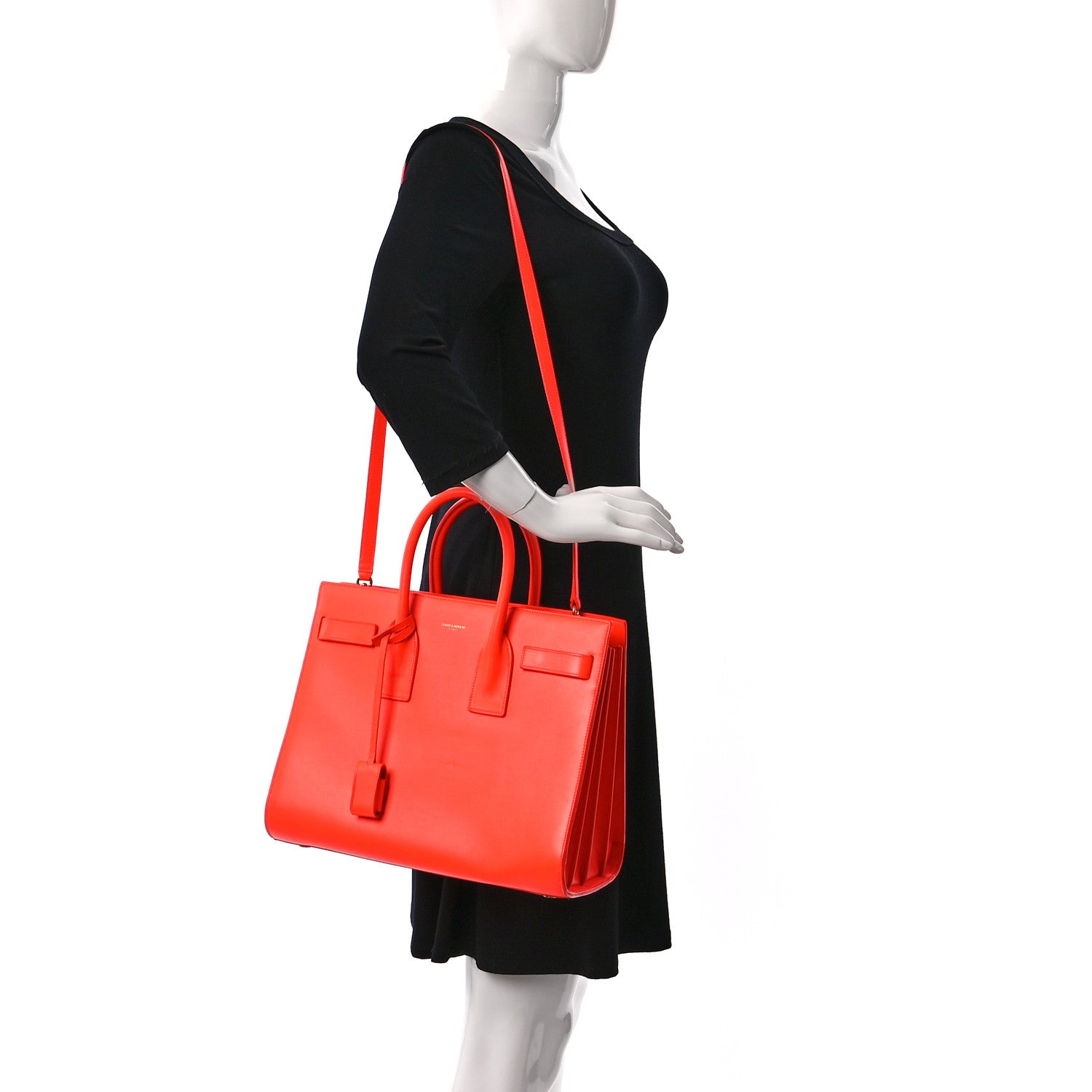 Saint Laurent Calfskin Small Sac De Jour Neon Orange 2 of 10