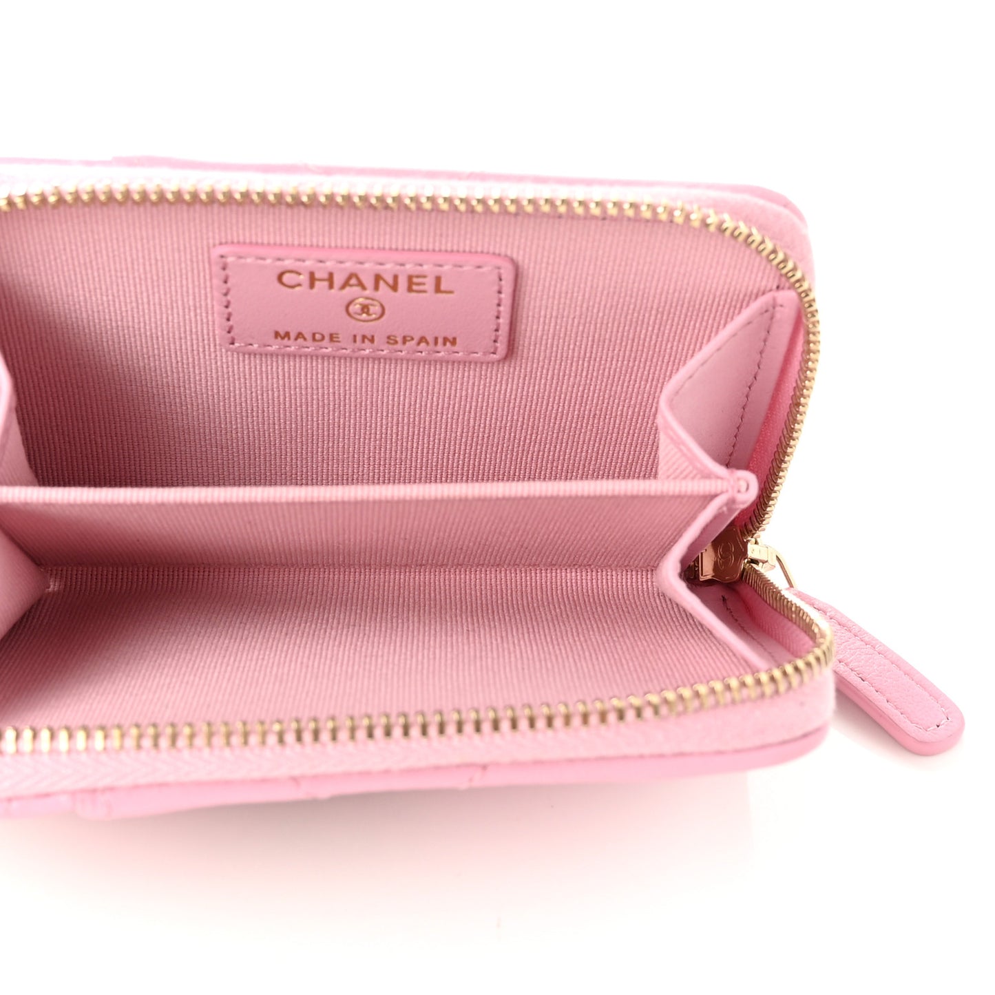 Lambskin Quilted Chanel 19 Vertical Zip Card Holder Wallet Pink