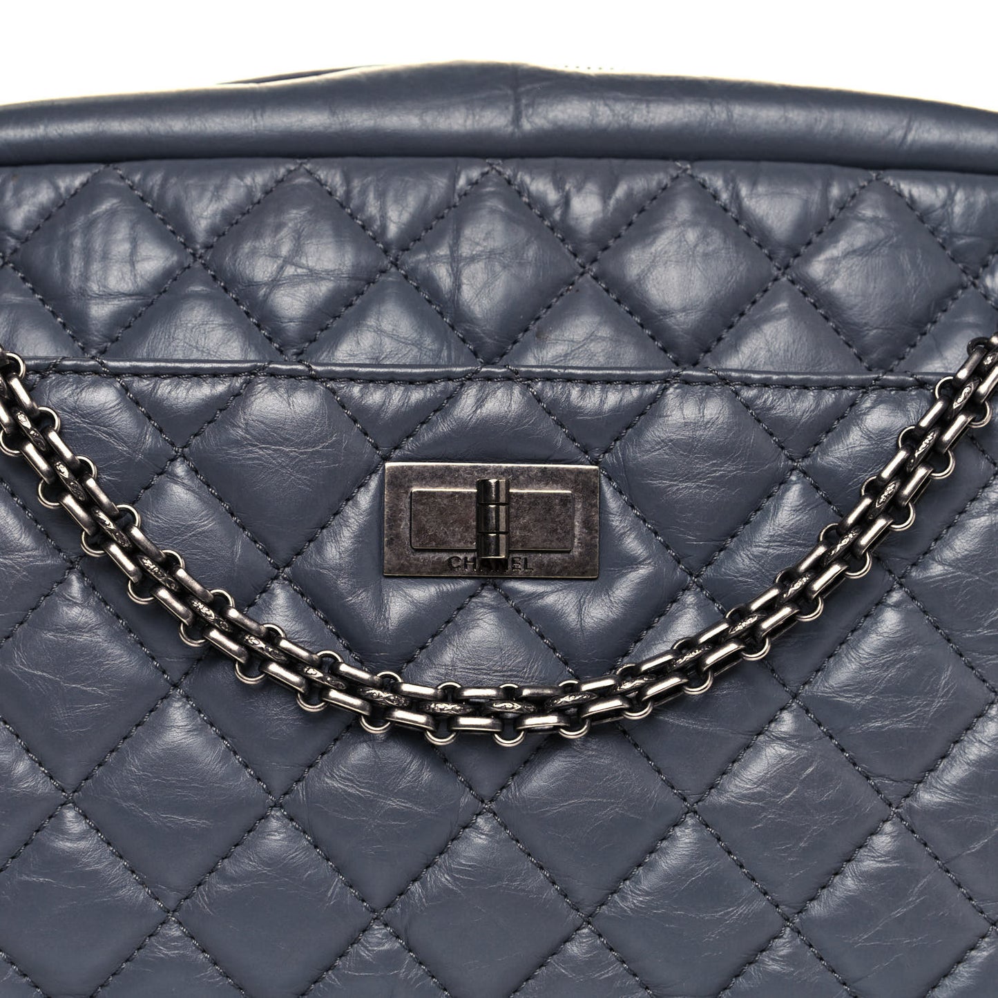 Aged Calfskin Quilted Medium Reissue Camera Case Grey