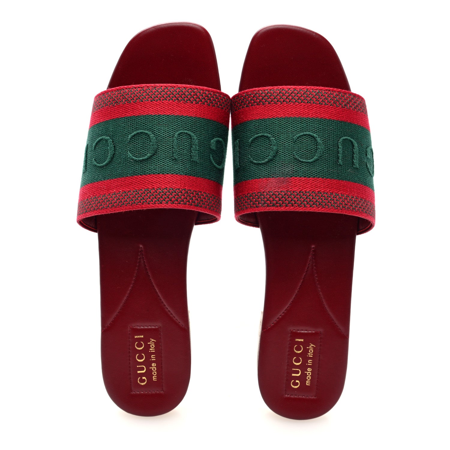 Gucci Canvas Web Womens Slide Sandals 40 Red Bordeaux 2 of 9