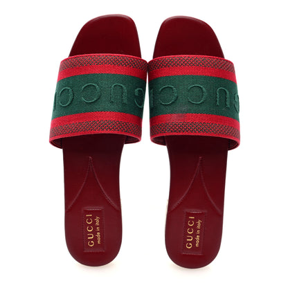Gucci Canvas Web Womens Slide Sandals 40 Red Bordeaux 2 of 9