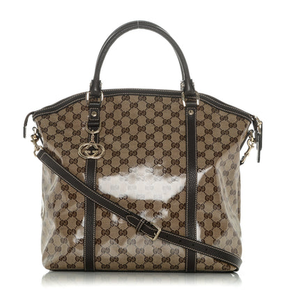 Gucci Crystal Monogram Large GG Charm Dome Satchel Dark Brown 1 of 7