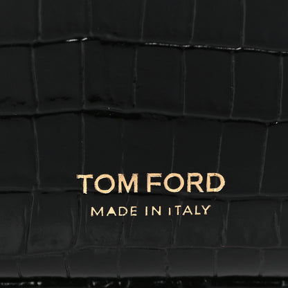 Tom Ford Calfskin Crocodile Embossed Small Zip Belt Bag Black 6 of 9