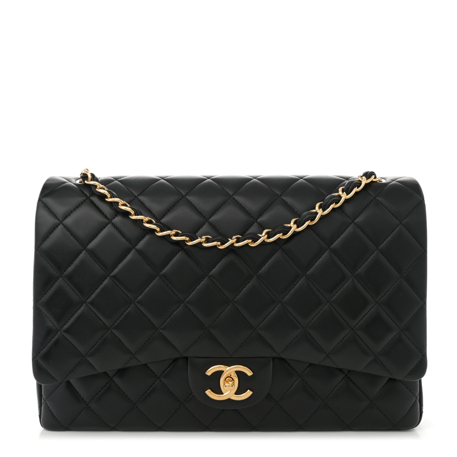 Chanel Lambskin Quilted Maxi Double Flap Black 1 of 11