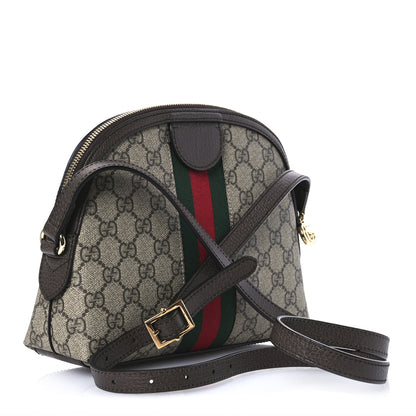 Gucci GG Supreme Monogram Textured Dollar Calfskin Web Small Ophidia Dome Shoulder Bag Beige Ebony New Acero 3 of 11