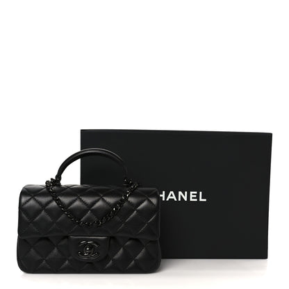Chanel Lambskin Quilted Mini Top Handle Rectangular Flap So Black 12 of 12