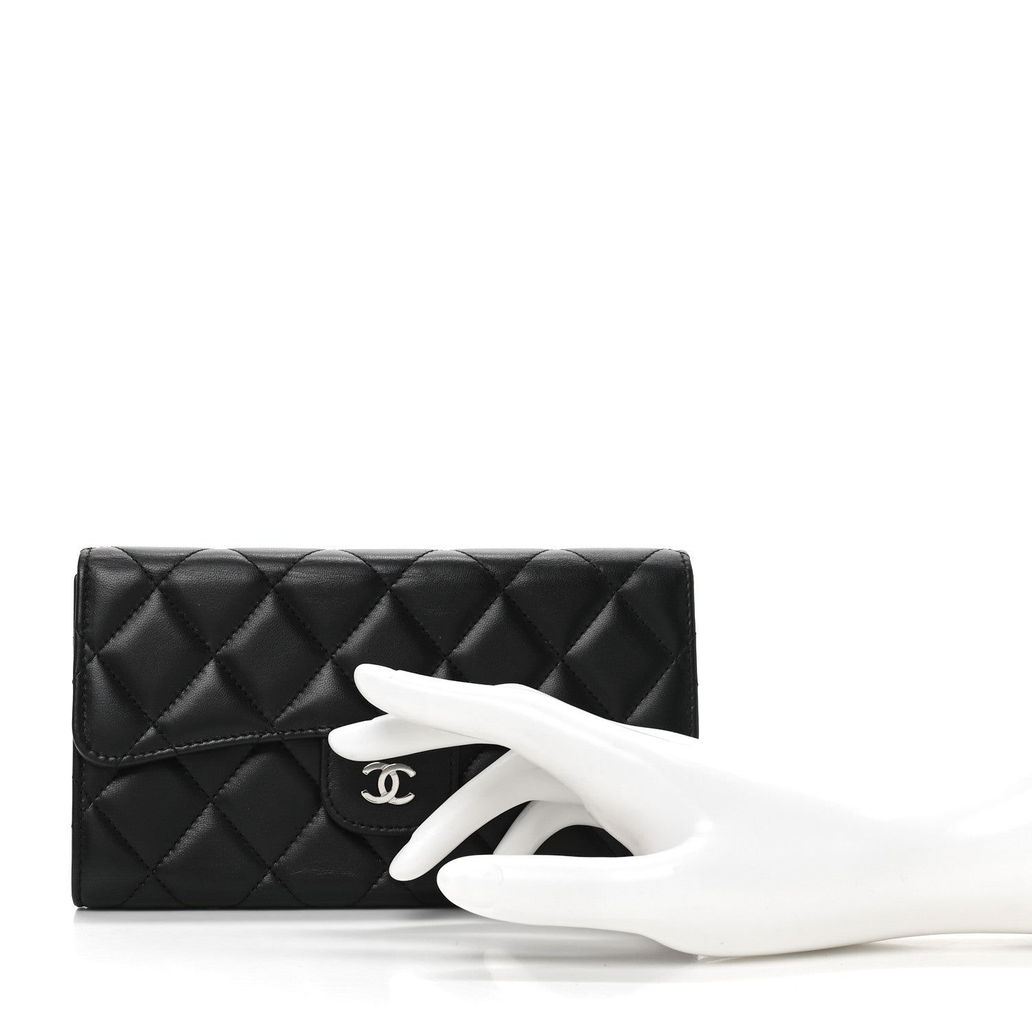 Chanel Lambskin Quilted Large Flap Wallet Black 2 of 10